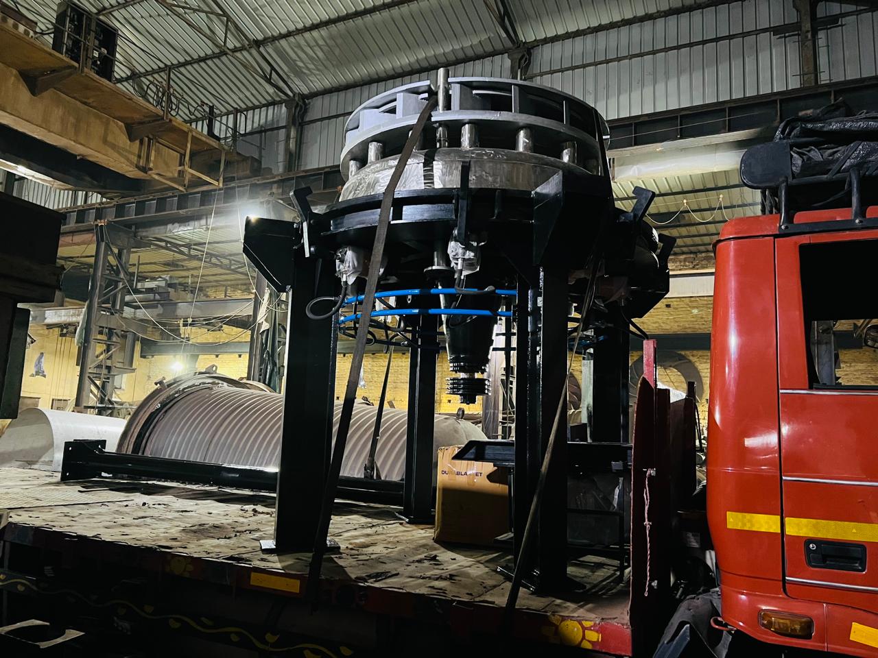Furnace base assembly loaded for dispatch