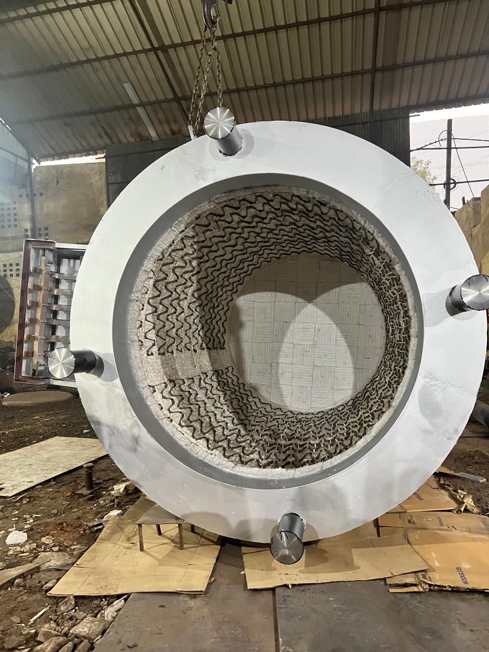 Heating hood interior showing coiled heating elements